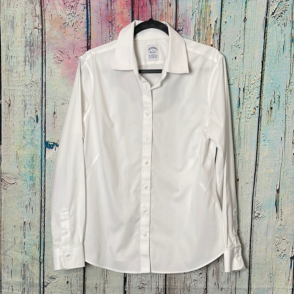 Brooks Brothers Fitted White Button-up Shirt 14 Fitted